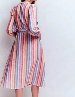 Boden Robes & Combinaisons|Midi-Robe midi Ava en lin mélangé Multi rose, vert, violet