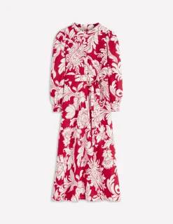 Boden Robes & Combinaisons|Midi-Robe midi Ava en lin mélangé Salsa, motif Botanical Flourish