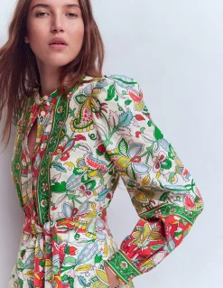 Boden Robes & Combinaisons|Midi-Robe midi Ava en lin mélangé Multi, motif Botanical Trail