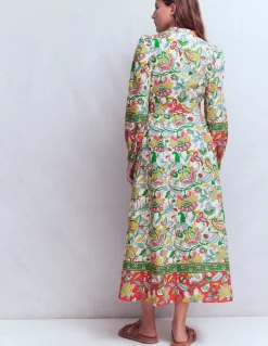 Boden Robes & Combinaisons|Midi-Robe midi Ava en lin mélangé Multi, motif Botanical Trail