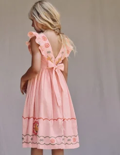 Boden Robes-Robe midi avec nœud au dos Rose craie