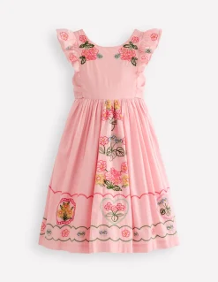 Boden Robes-Robe midi avec nœud au dos Rose craie