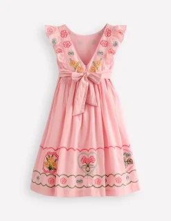 Boden Robes-Robe midi avec nœud au dos Rose craie