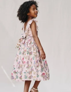 Boden Robes-Robe midi avec nœud au dos Motif floral rose