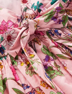 Boden Robes-Robe midi avec nœud au dos Motif floral rose