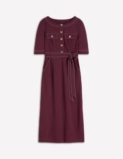 Boden Tenues De Travail|Robes & Combinaisons-Robe midi Bria en point de Rome Glycine profond