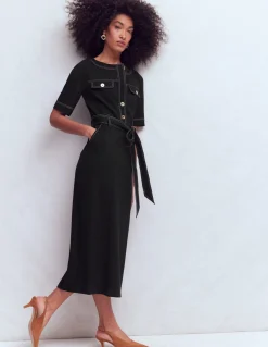 Boden Tenues De Travail|Robes & Combinaisons-Robe midi Bria en point de Rome Noir
