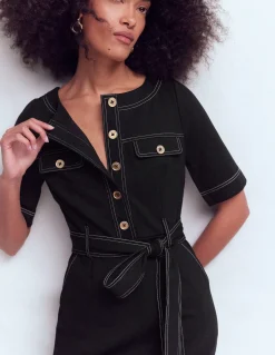 Boden Tenues De Travail|Robes & Combinaisons-Robe midi Bria en point de Rome Noir