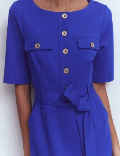 Boden Tenues De Travail|Robes & Combinaisons-Robe midi Bria en point de Rome Bleu vif