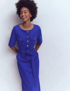 Boden Tenues De Travail|Robes & Combinaisons-Robe midi Bria en point de Rome Bleu vif