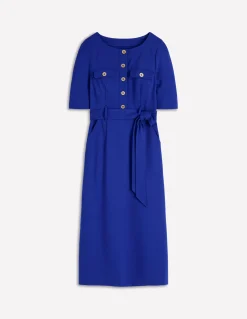 Boden Tenues De Travail|Robes & Combinaisons-Robe midi Bria en point de Rome Bleu vif