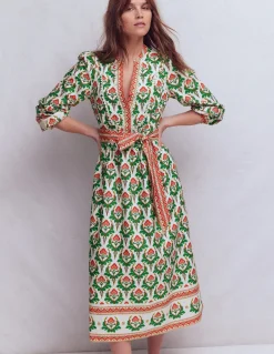 Boden Robes & Combinaisons|Midi-Robe midi Cary en coton Multi, motif Ornamental Stamp