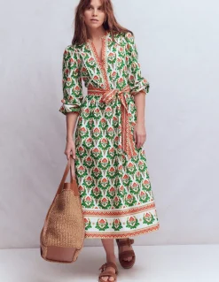 Boden Robes & Combinaisons|Midi-Robe midi Cary en coton Multi, motif Ornamental Stamp