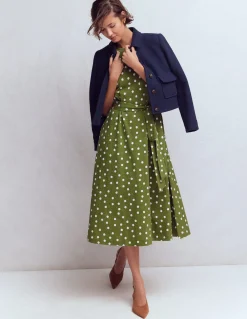 Boden Tenues De Travail|Robes & Combinaisons-Robe midi Eve en jersey Olive, pois peints