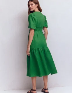 Boden Robes & Combinaisons|Midi-Robe midi Irene en lin Vert des Highlands