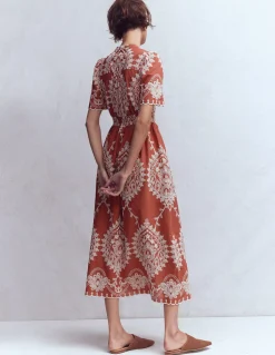 Boden Robes & Combinaisons|Midi-Robe midi Ivy en coton Broderie rouille