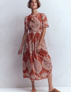 Boden Robes & Combinaisons|Midi-Robe midi Ivy en coton Broderie rouille