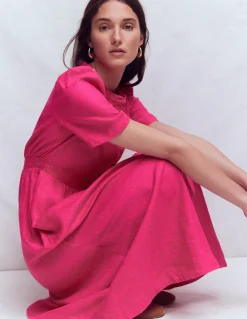 Boden Robes & Combinaisons|Midi-Robe midi Ivy en lin Rose pivoine