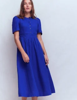 Boden Robes & Combinaisons|Midi-Robe midi Ivy en lin Bleu vif