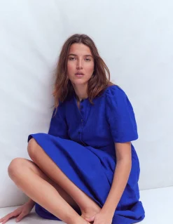 Boden Robes & Combinaisons|Midi-Robe midi Ivy en lin Bleu vif