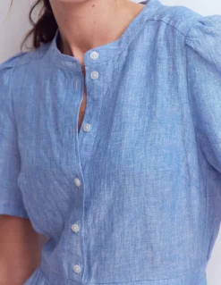 Boden Robes & Combinaisons|Midi-Robe midi Ivy en lin Chambray bleu d'été
