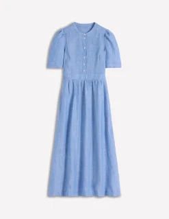 Boden Robes & Combinaisons|Midi-Robe midi Ivy en lin Chambray bleu d'été