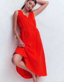 Boden Robes & Combinaisons|Robes Coupe Petite-Robe midi Mia en jersey à col V Rouge pétard