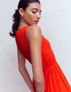 Boden Robes & Combinaisons|Robes Coupe Petite-Robe midi Mia en jersey à col V Rouge pétard