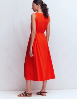 Boden Robes & Combinaisons|Robes Coupe Petite-Robe midi Mia en jersey à col V Rouge pétard