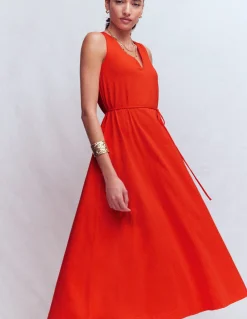 Boden Robes & Combinaisons|Robes Coupe Petite-Robe midi Mia en jersey à col V Rouge pétard