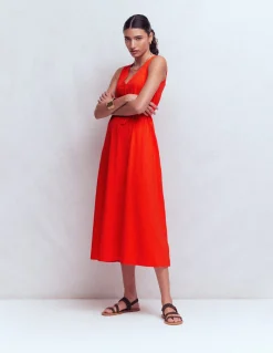 Boden Robes & Combinaisons|Robes Coupe Petite-Robe midi Mia en jersey à col V Rouge pétard