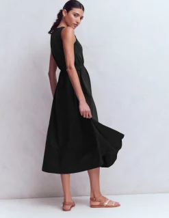 Boden Robes & Combinaisons|Robes Coupe Petite-Robe midi Mia en jersey à col V Noir