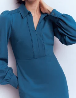 Boden Tenues De Travail|Robes & Combinaisons-Robe midi Pip zippée en point de Rome Bleu tourmaline
