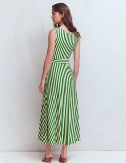 Boden Robes & Combinaisons|Midi-Robe midi Tamsin en jersey Vert frais, rayé