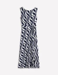 Boden Robes & Combinaisons|Midi-Robe midi Tamsin en jersey Bleu marine foncé, motif Rhythmic Wave