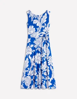 Boden Robes & Combinaisons|Midi-Robe midi Tamsin en jersey Bleu, motif Botanical Flourish Mono