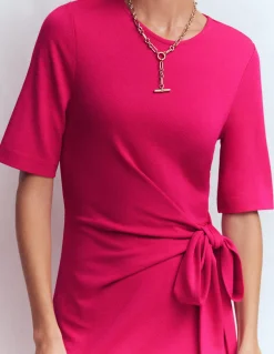 Boden Tenues De Travail|Robes & Combinaisons-Robe midi Zinnia en point de Rome à nouer Rose éclatant