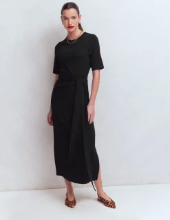 Boden Tenues De Travail|Robes & Combinaisons-Robe midi Zinnia en point de Rome à nouer Noir