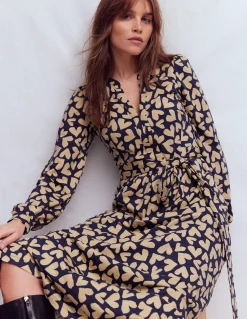 Boden Robes & Combinaisons|Midi-Robe Naomi à manches longues en jersey Bleu marine foncé, motif Heart Scatter