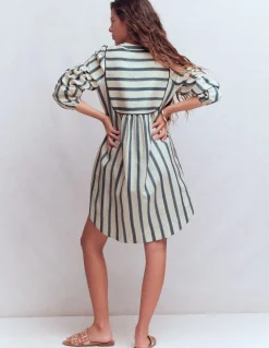 Boden Robes & Combinaisons|Robes Coupe Petite-Robe Pia en coton à empiècement Rayé bleu