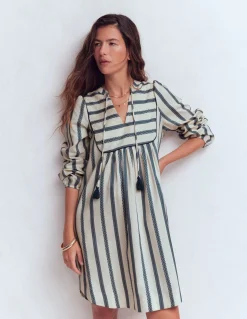 Boden Robes & Combinaisons|Robes Coupe Petite-Robe Pia en coton à empiècement Rayé bleu