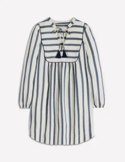 Boden Robes & Combinaisons|Robes Coupe Petite-Robe Pia en coton à empiècement Rayé bleu