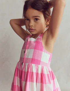 Boden Robes-Robe Remy boutonnée Vichy punch rose