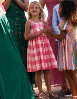 Boden Robes-Robe Remy boutonnée Vichy punch rose