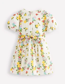 Boden Robes-Robe style vintage à ceinture large Motif floral citron ivoire doux