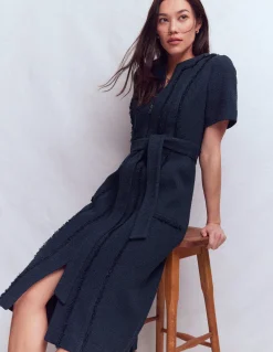 Boden Tenues De Travail|Robes & Combinaisons-Robe texturée Ruth à fermeture zippée Bleu marine