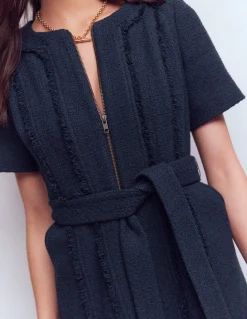 Boden Tenues De Travail|Robes & Combinaisons-Robe texturée Ruth à fermeture zippée Bleu marine