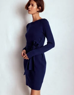 Boden Tenues De Travail|Robes Coupe Petite-Robe Tiana nouée sur le devant en maille Bleu marine