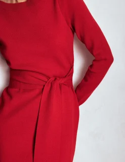 Boden Tenues De Travail|Robes & Combinaisons-Robe Tiana nouée sur le devant en maille Rouge Mérida