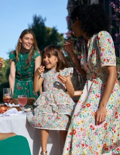 Boden Robes-Robe tissée à dentelle et volants Motif Spring Floral multi